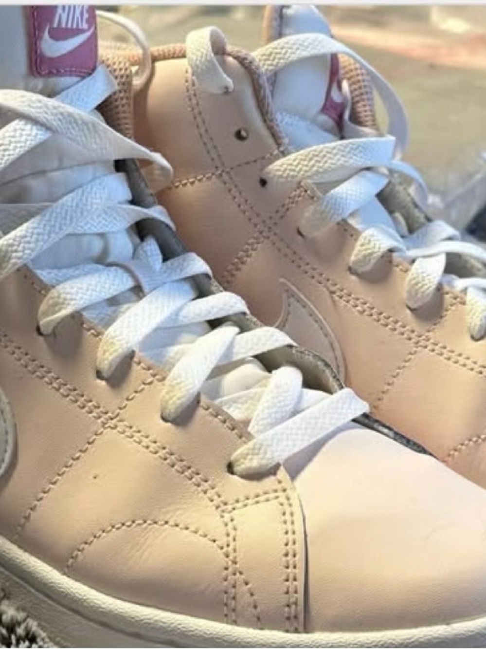 Nike Women's Light Pink Leather High-Top Sneakers